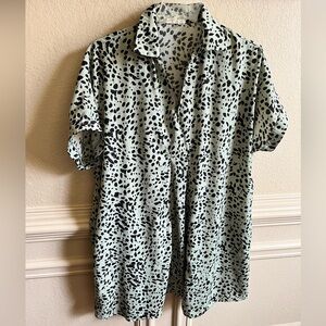 Easel Green Animal Print Oversized Shirt Dress — M